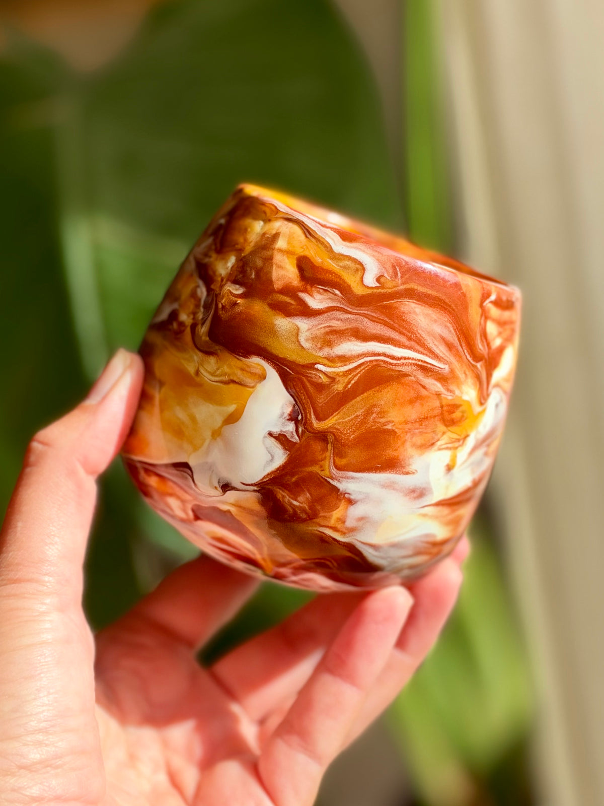 Creamy caramel chocolate marbled mug
