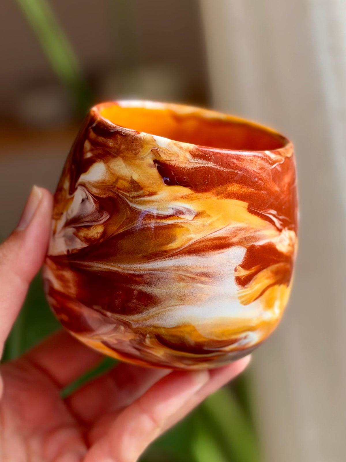 Creamy caramel chocolate marbled mug