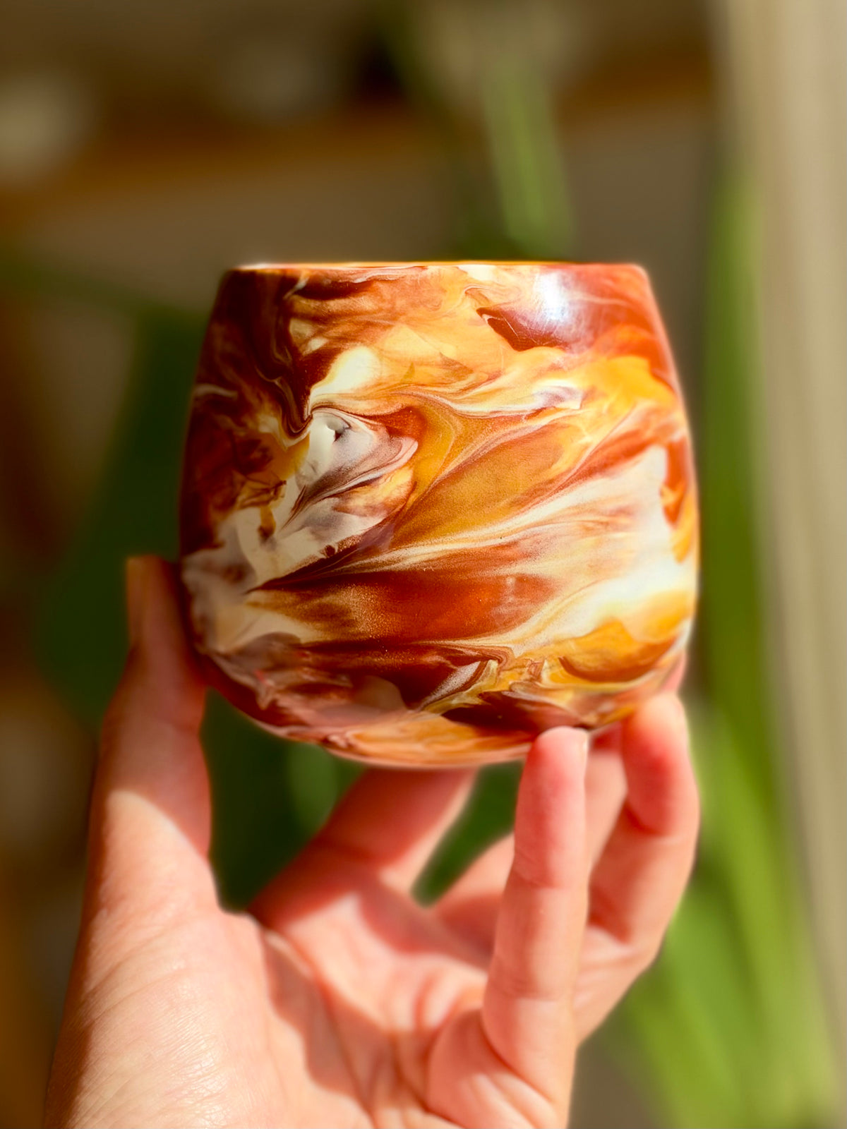 Creamy caramel chocolate marbled mug